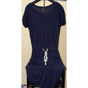 Ann Taylor LOFT Beach Romper Size Small Navy Blue Shift Cotton